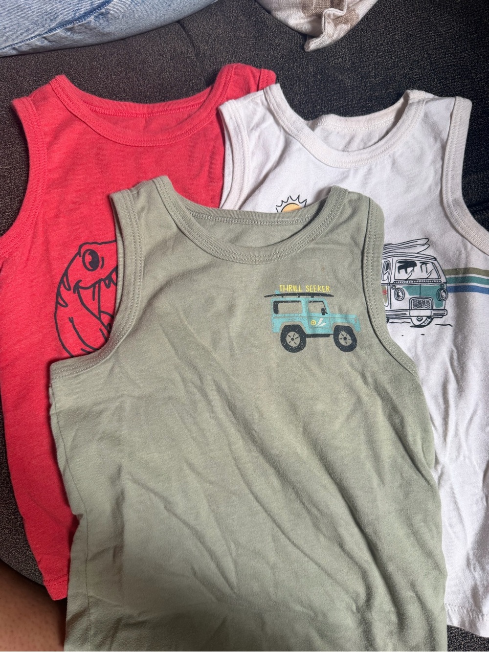 Garanimals Tank Top 3-Pack in Sage Green, White & Red